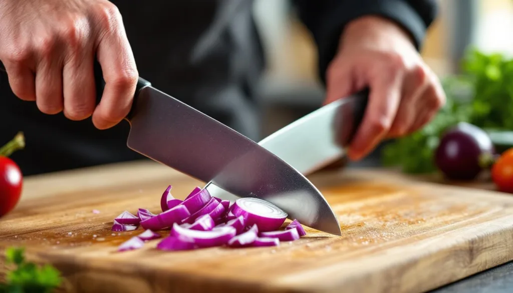ontdek de snijmethode die koks gebruiken om uientranen te voorkomen en gemakkelijk uien te snijden zonder irritatie.